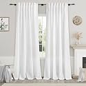 White Semi Sheer Linen Curtains 92 inch