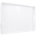 White Serving Tray for Coffee Table, Rectangular Plastic Decorative Tray with Handles for Entertaining, Outdoor Patio, Living Room, Ottoman, Bathroom Counter, 11.8”*15.7”*1.6”