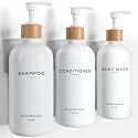 White Shampoo and Conditioner Dispenser Set Wall Mounted by Brighter Barns - Shower Dispenser 3 Chamber No Drill - Refillable Shampoo and Conditioner Bottles for Shower Wall in Airbnb, Hotel (White)