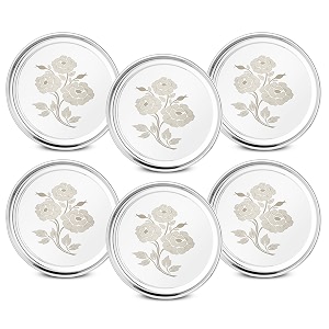 white star 202 stainless steel plates for kids amp adult combo- 6 pcs dia- 10 inch design- rosedining delight classic dinner plates for every occasion  mirror finish lightweight plates