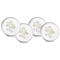 WHITE STAR 202 Stainless Steel Plates for Kids &amp; Adult (Combo- 4 Pcs, Dia- 10 inch, Design- Rose),Dining Delight |Classic Dinner Plates for Every Occasion | Mirror Finish Lightweight Plates