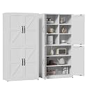 White Steel Kitchen Pantry Storage Cabinet with Adjustable Shelves, Heavy-Duty Country Cabinet for Kitchens, bathrooms and Living Rooms