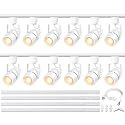 White Track Lighting Heads Kit, Dimmable 12-Light GU10 LED Track Lights with 13.12FT H Type Track Rails 10W 3000K Warm White Ceiling Spotlight Fixture with Replaceable GU10 LED Bulbs