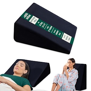 the white willow bed multipurpose wedge pillow memory foam with removable pillow cover xl king size medium height- black 2434 l x 2434 w x 1034 h inch