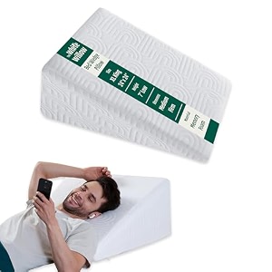 the white willow bed wedge pillow for sleeping leg elevation memory foam with removable pillow cover xl king size low height- 2434 l x 2434 w x 734 h inch - classic white