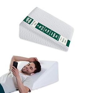 the white willow bed wedge pillow for sleeping leg elevation memory foam with removable pillow cover king size low height 2034 l x 2034 w x 734 h inch - classic white