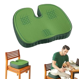 the white willow coccyx orthopedic cooling gel dual foam seat cushion for lower back pain sciatica tailbone hip pain relief- below 50kg body weight car seat cushion green 1834 l x 1434 w x 334 h