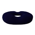 The White Willow Orthopedic Donut Pillow – HR Memory Foam Seat Cushion for Tailbone, Hip & Back Pain Relief – Ergonomic Coccyx Support for Car, Office & Home Chair – Dark Blue