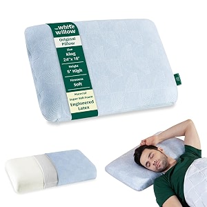 the white willow soft support for neck amp shoulder pain-engineered latex soft pillow-cervical pillow for sleeping-orthopedic support for back side amp stomach sleepers-thick king size-534 h-grey