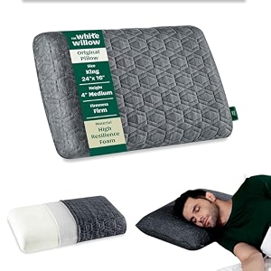 the white willow hard pillow for neck amp shoulder pain relief-hard memory foam-cervical pillow for sleeping-orthopedic bed pillow for back side amp stomach sleepers-extra firm-king size-434 h