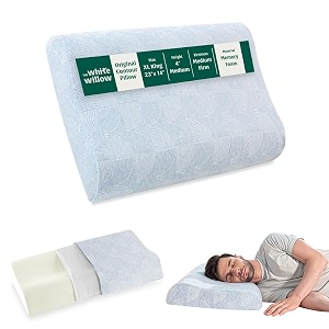 the white willow memory foam cervical pillow for neck shoulder amp spondylitis pain relief orthopedic contour bed pillow for sleeping with removable pillow cover 2334 l x 1434 w x 434 h green