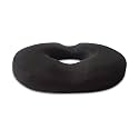 The White Willow Memory Foam Coccyx Orthopedic Seat Cushion for Relief from Lower Back, Sciatica, Tailbone, Lumbar Pain Donut (17" L x 14" W x 2.5" H) Classic Black