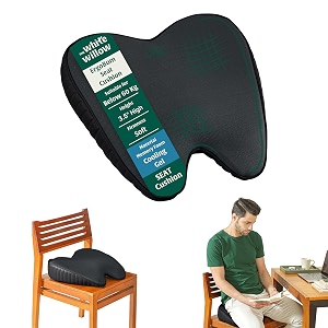 the white willow orthopaedic cooling gel foam seat cushion for office chair gaming chair study chair car for relief from sciatica hip pain 1834 l x 1634 w x 434 h- black