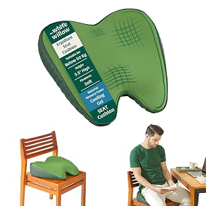 the white willow orthopaedic cooling gel foam seat cushion for office chair gaming chair study chair car for relief from sciatica hip pain 1834 l x 1634 w x 434 h- green