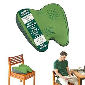 the white willow orthopaedic memory foam seat cushion for office chair gaming chair study chair car for relief from sciatica hip pain 1834 l x 1634 w x 434 h- green