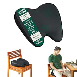 the white willow orthopedic memory foam seat cushion  ergonomic support for office chair gaming chair study chair amp car helps reduce sciatica amp hip pain 18 l x 16 w x 4 h midnight black