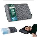 The White Willow Orthopedic Cooling Gel Memory Foam Small Size Neck & Back Support Sleeping Bed Pillow with Premium Knitted Viscose Fabric Zipper Outer Cover (22" L x 14" W x 4" H Inches)- Grey