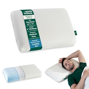 the white willow orthopedic memory foam cooling gel regular size neck and back support sleeping bed pillow with removable cover 2234 l x 1434 w x 434 h inches- multi