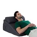 The White Willow Wedge Pillow for Back Support, Acid Reflux, Leg Elevation GERD, Sleep apnea, Post Surgical Recovery Adjustable Memory Foam &amp; HR Foam with Headrest Grey -King Size (7" H)