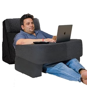 the white willow wedge amp lapdesk combo for laptops study amp reading  adjustable wedge with headrest for back support amp lap desk for gaming arm rest amp reading  grey