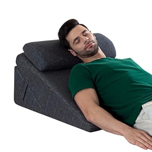 the white willow wedge pillow for back support acid reflux leg elevation gerd sleep apnea post surgical recovery adjustable memory foam amp hr foam with headrest grey -king size 1234 h