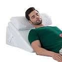 The White Willow Wedge Pillow for Back Support, Acid Reflux, Leg Elevation GERD, Sleep apnea, Post Surgical Recovery Adjustable Memory Foam &amp; HR Foam with Headrest Grey -King Size (10" H)