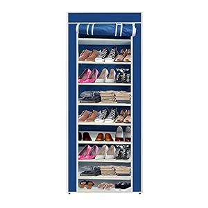 9 tiers multipurpose portable shoe cabinet rack light weight foldable shelves storage organizer with wardrobe cover for home 9 layer maroon storage unit