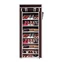 9 Tiers Multipurpose Portable Shoe Cabinet Rack Light Weight Foldable Shelves Storage Organizer with Wardrobe Cover for Home (9 Layer) (Maroon) Storage Unit