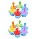 Whitecloud Plastic Popsicle Molds (Pack of 2) | 7-Cavity Ice Pop &amp; Ice Cream Tray | DIY Kulfi &amp; Ice Candy Maker | Reusable Freezer Safe Multicolor Mold (IC7-1 Blue)