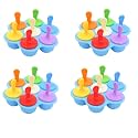 Whitecloud Plastic Popsicle Molds (Pack of 4) | 7-Cavity Ice Pop & Ice Cream Tray | DIY Kulfi, Ice Candy & Fruit Pops Maker | Reusable Freezer Safe Multicolor Mold (IC7-1 Blue)