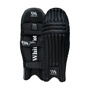 whitedot dot 21 pu new cricket batting pad mens  large black for left hand