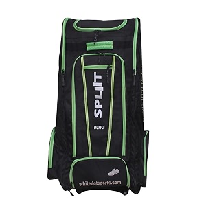 whitedot sports polyester spliit duffle wheelie cricket kitbag black