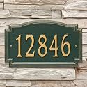 Whitehall Barcelos 3343GG Personalized Cast Metal Address Plaque Custom House Number Sign with One Line in Green and Gold Color 14 X 8.5