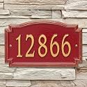 Whitehall Barcelos 3343RG Personalized Cast Metal Address Plaque Custom House Number Sign with One Line in Red and Gold Color 14 X 8.5