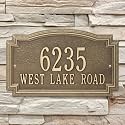 Whitehall Barcelos 3399AB Personalized Cast Metal Address Plaque Custom House Number Sign with Two Line in Antique Brass Color 14 X 8.5