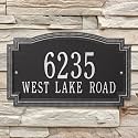 Whitehall Barcelos 3399BS Personalized Plaque Custom Cast Metal House Number Sign, Two-Line Home Number, Aluminum Wall Plaque, Personalized Residence Sign – Black and Silver, 14x8.5 Inches
