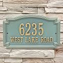 Whitehall Barcelos 3399BV Personalized Cast Metal Address Plaque Custom House Number Sign with Two Line in Bronze Verdigris Color 14 X 8.5