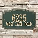 Whitehall Barcelos 3399GG Personalized Cast Metal Address Plaque Custom House Number Sign with Two Line in Green and Gold Color 14 X 8.5
