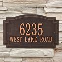 Whitehall Barcelos 3399OB Personalized Plaque Custom Cast Metal House Number Sign, Two-Line Home Number, Aluminum Wall Plaque, Personalized Residence Sign – Oil Rubbed Bronze, 14x8.5 Inches