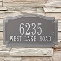 Whitehall Barcelos 3399PS Personalized Cast Metal Address Plaque Custom House Number Sign with Two Line in Pewter and Silver Color 14 X 8.5