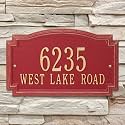 Whitehall Barcelos 3399RG Personalized Cast Metal Address Plaque Custom House Number Signwith Two Line in Red and Gold Color 14 X 8.5