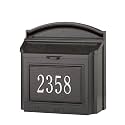 Whitehall Locking Mailbox Wall Mounted - Large Aluminum Mailbox with Silver House Numbers, Weather-Resistant Mail Box for House Front Door, Heavy Duty Mail Holder, Vintage Mailboxes for Outside -Black