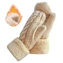 Whiteleopard Women's Winter Gloves Warm Lining - Cozy Wool Knit Thick Gloves Mittens