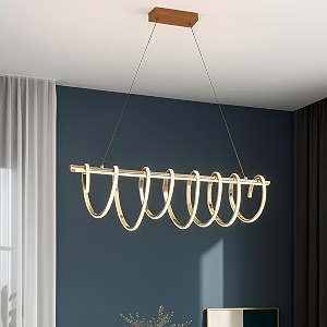 whiteray contemporary swirl led chandelier adjustable gold linear pendant ceiling light curved design golden finish 3 in 1 color changing ceiling lighting fixture for living room bedroom and home