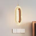 WHITERAY Elegant Ceiling Mount Acrylic Crystal Hanging Pendant Light Decorative Gold Finish Oval Shape Fixture Lamp 3 in 1 Color Changing, Soft Lighting for Bedroom, Hallway (Inbuilt Led)