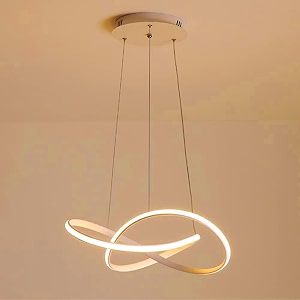whiteray led spiral ring chandelier hanging light golden finish modern decorative pendant ceiling lighting fixture energy saving acrylic ring design warm white glow perfect for home decoration