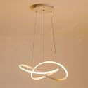 WHITERAY LED Spiral Ring Chandelier Hanging Light Golden Finish Modern Decorative Pendant Ceiling Lighting Fixture Energy Saving Acrylic Ring Design Warm White Glow Perfect for Home Decoration