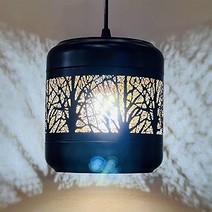 whiteray metal hanging pendant light with tree pattern cutout modern ceiling lamp for indoor home decor rustic industrial style lighting fixture for living room bedroom or kitchen without bulb