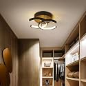 WHITERAY Modern Contemporary Spiral LED 3 Ring Chandelier Hanging Ceiling Pendant Light Adjustable Height with 3 Color Lighting Modes Ideal for Living Room/Bedroom/Office/Home (L-3 String Led (Gold))