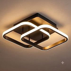 whiteray stylish plastic led ceiling lamp dual ring sqaure contemporary design surface mount 3 step color changing perfect for living room dining area bedroom and home decoration